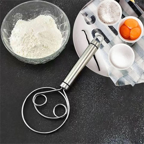 1 Pcs Manual Non Stick Steel Flour Cream Mixer Beater | Dough Whisk Mixer, Kitchen Baking Blender Tool