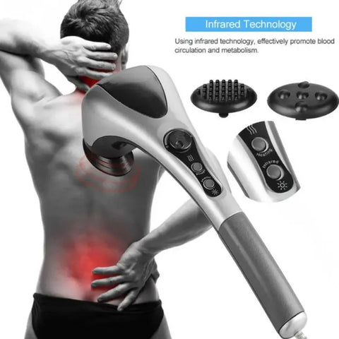 Double Head Full Body Massager Machine Variable Speed Far Infrared |  Electric Facial Deep Tissue Fitness Massage Stick – Head Neck Waist Leg Muscles Pain Relief Massage Hammer – Handheld Deep Tissue massager