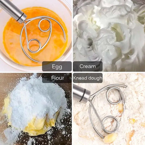 1 Pcs Manual Non Stick Steel Flour Cream Mixer Beater | Dough Whisk Mixer, Kitchen Baking Blender Tool