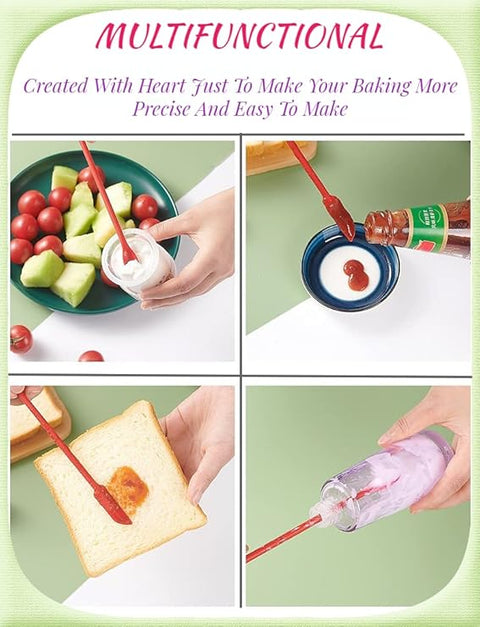 3 pcs Mini Silicone Telescopic Spatula and Scooping Spoon, Mini Makeup Spatula , Heat-resistant Silicone Spatula Sets for Cooking, Cosmetics