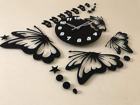 3d wall clock Butterfly Wooden Wall Clock