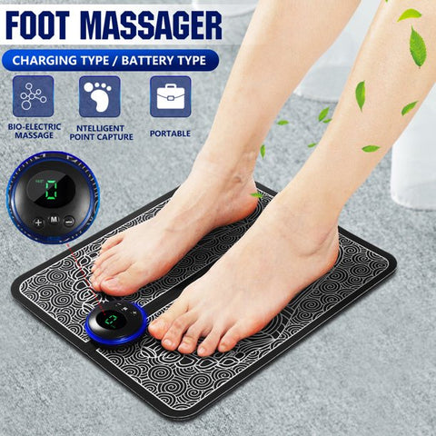 (NW00091) EMS Foot Massager Mat Electric USB Charging Smart Display Tens Acupuncture Feet Cushion Blood Circulation Pad Health Care Home