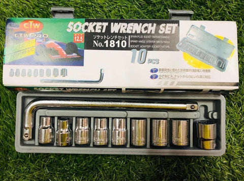 CTW-1810 | 10 Piece High Quality Socket Wrench Set Spanner Car Machine Repair Service Tools Kit | Best Quality Tool Kit 