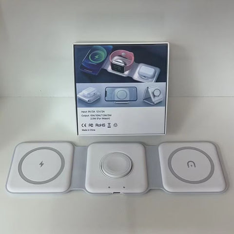 15W 3 in 1 Magnetic Wireless Charger Phone Induction Fast Charging Stand for Phone