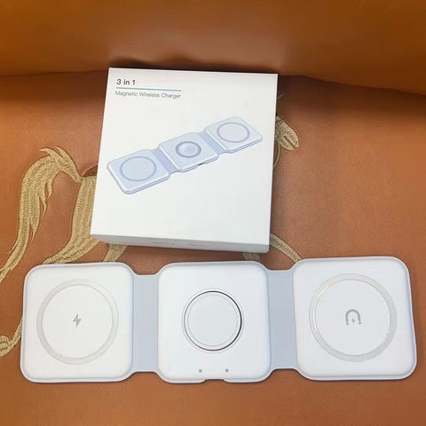 15W 3 in 1 Magnetic Wireless Charger Phone Induction Fast Charging Stand for Phone