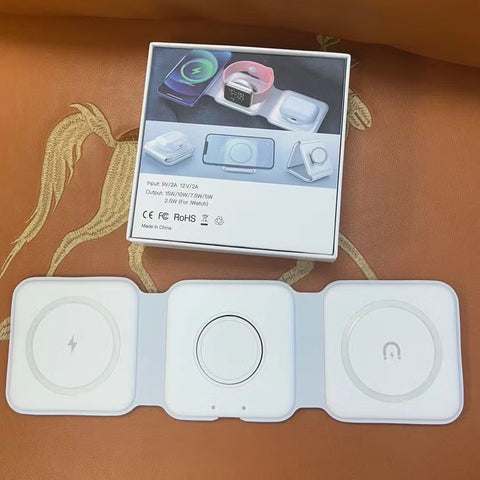 15W 3 in 1 Magnetic Wireless Charger Phone Induction Fast Charging Stand for Phone