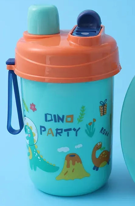 Dino Party Water Bottle for Kids – Cute Dinosaur-Themed Leak-Proof Drink Bottle with Straw Lid | BPA-Free, Durable &amp; Reusable Water Bottle for School, Travel, and Birthday Party Favors - Random Color