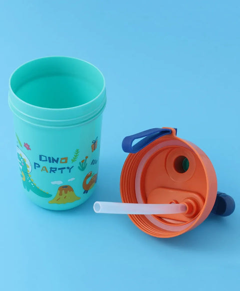 Dino Party Water Bottle for Kids – Cute Dinosaur-Themed Leak-Proof Drink Bottle with Straw Lid | BPA-Free, Durable &amp; Reusable Water Bottle for School, Travel, and Birthday Party Favors - Random Color