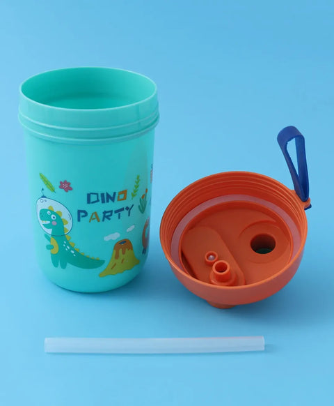 Dino Party Water Bottle for Kids – Cute Dinosaur-Themed Leak-Proof Drink Bottle with Straw Lid | BPA-Free, Durable &amp; Reusable Water Bottle for School, Travel, and Birthday Party Favors - Random Color