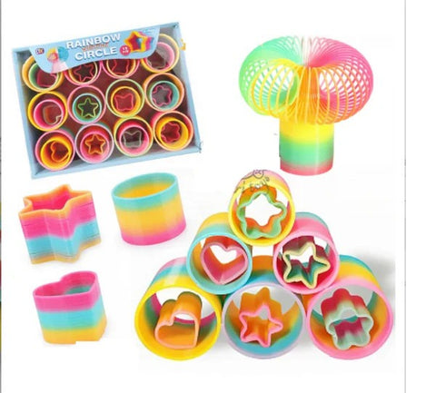 3 In 1 Rainbow Vibrant Circle Spring Set - Rainbow Ring Toy For Kids (36 Pcs) | Babies Toys 
