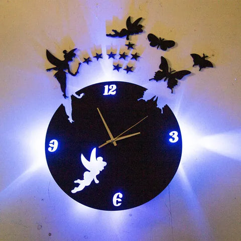 3d wall clock with light Wooden Clock With Light And Premium Design