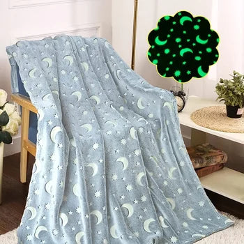 Glow in The Dark Stars Blanket Soft Cozy Blankets for Bed Couch Sofa Camping Travel, (random design )