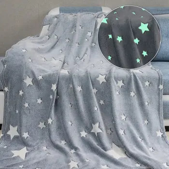 Glow in The Dark Stars Blanket Soft Cozy Blankets for Bed Couch Sofa Camping Travel, (random design )