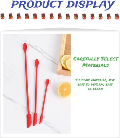 3 pcs Mini Silicone Telescopic Spatula and Scooping Spoon, Mini Makeup Spatula , Heat-resistant Silicone Spatula Sets for Cooking, Cosmetics