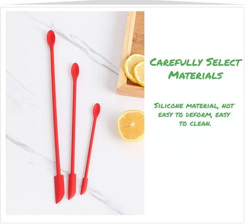 3 pcs Mini Silicone Telescopic Spatula and Scooping Spoon, Mini Makeup Spatula , Heat-resistant Silicone Spatula Sets for Cooking, Cosmetics