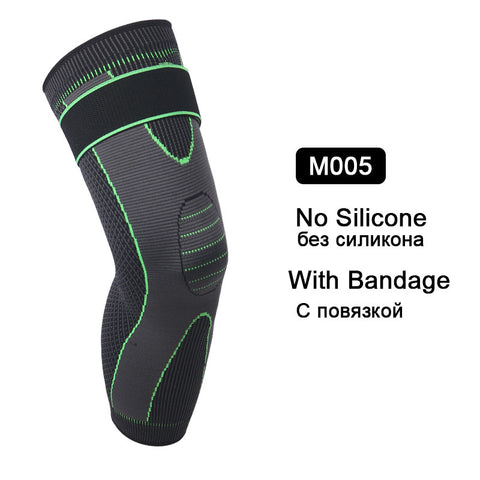 1 PCS Compression Knee Pads Support Sleeve Protector Elastic Kneepad Brace Spring Support Volleyball Running Silicone Long Full Legs Sleeve Arthritis Running Gym Sport