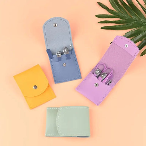 4 in 1 Professional Manicure Set 4-Piece Stainless Steel Nail Care Kit – Nail Clippers, Cuticle Nippers, Nail File &amp; Spoon Pusher – Unscented, No Batteries Needed, Non-Electric Tools for Nail Techs &amp; Home Use - Random Color