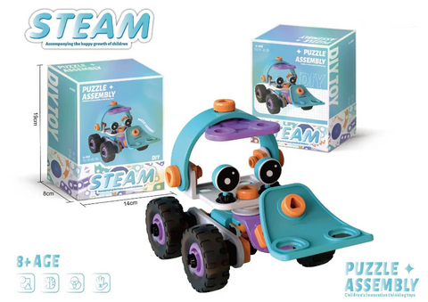 DIY Soft Rubber Building Puzzle Truck Toy Set for Kids – Creative 3D Assembly Construction Vehicle Toy with Flexible Pieces, Safe Educational STEM Learning Toy for Toddlers and Children - Random Color