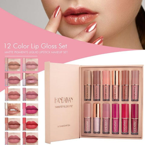12 Colors HANDAIYAN Matte Liquid Lipstick Set