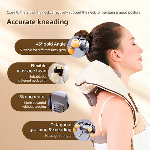 Electric Neck and Shoulder Massager Wireless Kneading Neck and Back Massage Pillow Neck Back Relaxing Massage Shawl (Random Color)