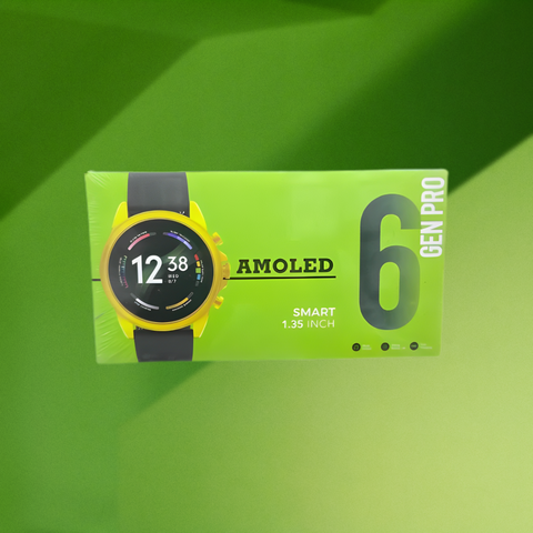 GEN PRO 6 AMOLED Smartwatch – Display with Dual Straps (Silicone + Golden Metal Strap)