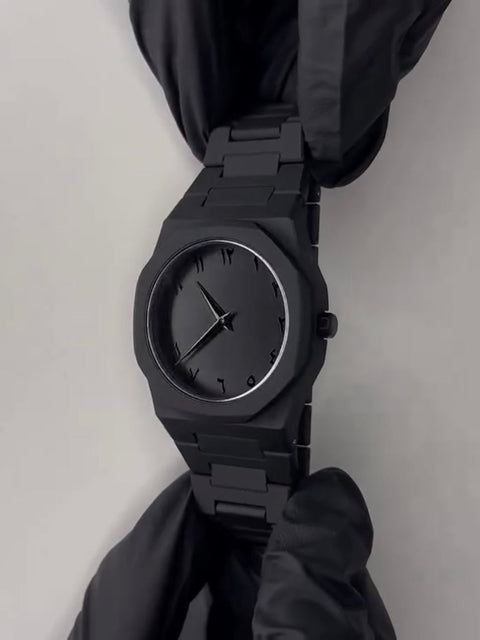 BLACK AURA Quartz Watch – Lightweight Design,  Arabic dial   Full black Aura wrist watch- Watch For Men | Black Color Watch - Without Box