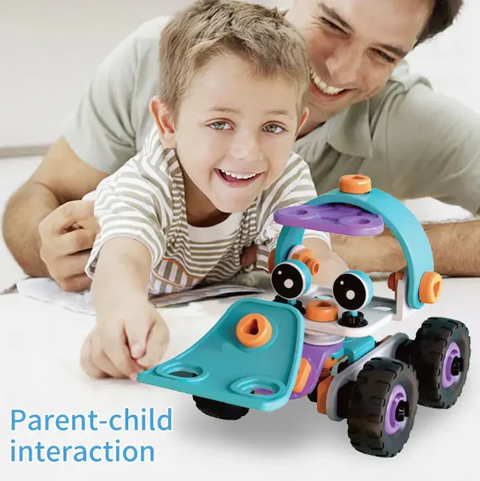 DIY Soft Rubber Building Puzzle Truck Toy Set for Kids – Creative 3D Assembly Construction Vehicle Toy with Flexible Pieces, Safe Educational STEM Learning Toy for Toddlers and Children - Random Color