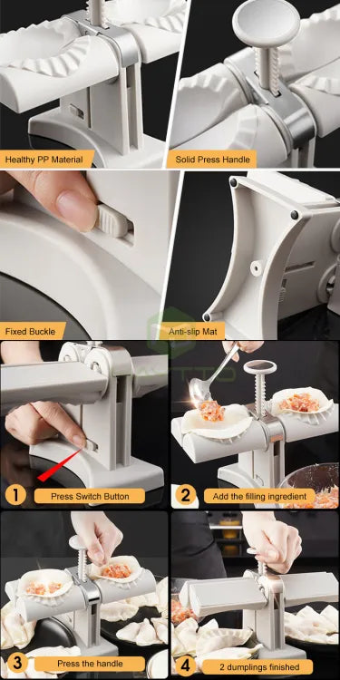 Double head design automatic dumpling machine mold,  dumplings quickly and easily (random color)