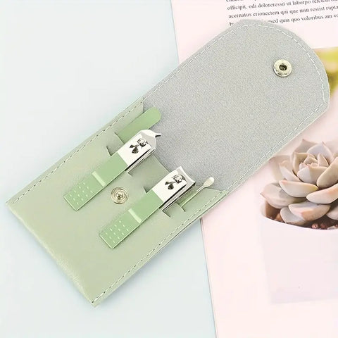 4 in 1 Professional Manicure Set 4-Piece Stainless Steel Nail Care Kit – Nail Clippers, Cuticle Nippers, Nail File &amp; Spoon Pusher – Unscented, No Batteries Needed, Non-Electric Tools for Nail Techs &amp; Home Use - Random Color