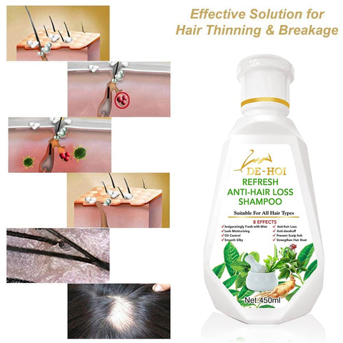 De-Hoi  Refresh Anti-hair Loss Shampoo Ginger Hair Care Shampoo Helps Stop Hair Loss 450ml