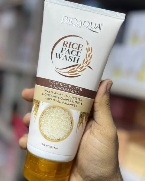 Bioaqua Rice Brightening Facial Cleanser 150ml – Deep Cleansing and Hydrating Face Wash Infused with Natural Rice Extract for Smooth, Radiant, and Even-Toned Skin – Gentle Daily Skincare for All Skin Types