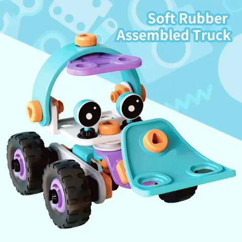 DIY Soft Rubber Building Puzzle Truck Toy Set for Kids – Creative 3D Assembly Construction Vehicle Toy with Flexible Pieces, Safe Educational STEM Learning Toy for Toddlers and Children - Random Color