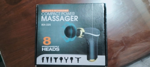 Compact Power Massage with 8 Interchangeable Heads, Cordless &amp; Rechargeable Massager for Deep Tissue Muscle Relaxation KH-325.(random color)
