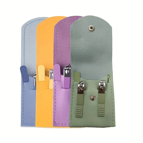 4 in 1 Professional Manicure Set 4-Piece Stainless Steel Nail Care Kit – Nail Clippers, Cuticle Nippers, Nail File &amp; Spoon Pusher – Unscented, No Batteries Needed, Non-Electric Tools for Nail Techs &amp; Home Use - Random Color