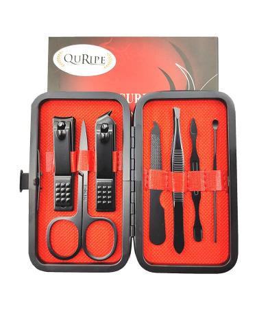 7 PCs QURIPE  Manicure set, Nail Clippers Kit, Stainless Steel Manicure Kit, Nail Clipping Tools Portable Travel Grooming Kit