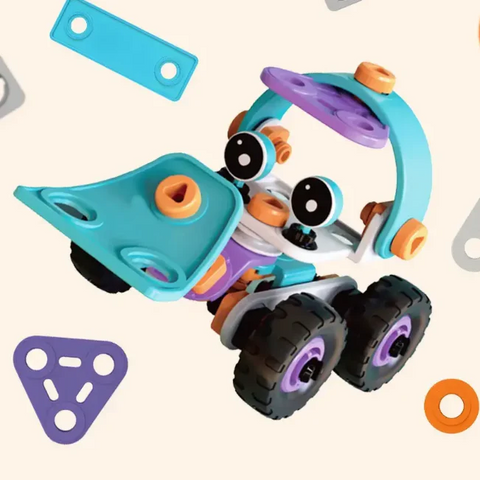 DIY Soft Rubber Building Puzzle Truck Toy Set for Kids – Creative 3D Assembly Construction Vehicle Toy with Flexible Pieces, Safe Educational STEM Learning Toy for Toddlers and Children - Random Color