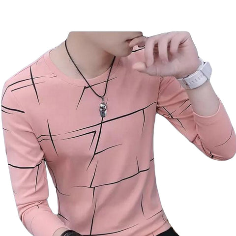 Fancy Cotton Jersey Full Sleeves T Shirt For Men | Best Quality Full Sleeves T Shirt For Men | T Shirt For Boys - Pink T-Shirt with Black Print 
