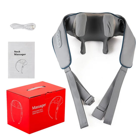 Electric Neck and Shoulder Massager Wireless Kneading Neck and Back Massage Pillow Neck Back Relaxing Massage Shawl (Random Color)