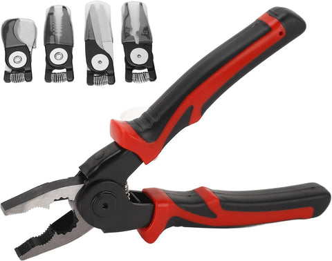 5 in 1 Portable Tool Steel Wire Cutters, 5 Replaceable Heads, Anti Slip TPR Handle, Combination Pliers for Leather Plastic Thin Metal Cutting, Bending, Trimming