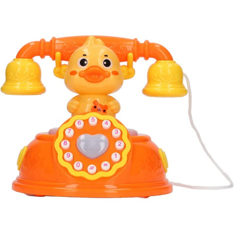 Corded Landline Duck Shape Telephone Toy with Lights &amp; Music For Kids 