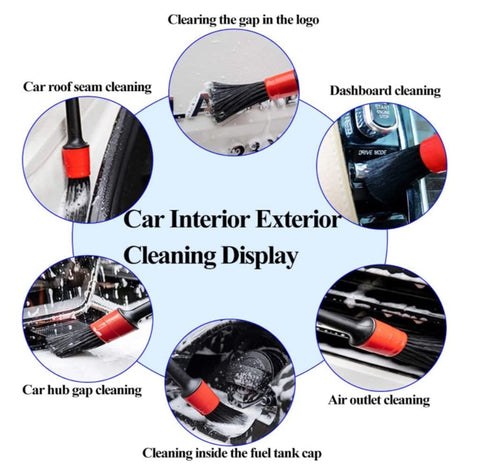 5 pcs Car Detailing Brushes Set | Car Cleaning Brush | Car Interior Cleaning Brush for Exterior,Leather, Air Vents &amp; Emblems | Different Sizes with Hanging Holder Option
