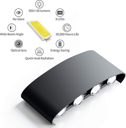 8 Way 8 Side Outdoor Waterproof Wall Light, Fancy LED light for wall, Aluminium IP65 Waterproof Outdoor Wall Lamps - 8 Watts