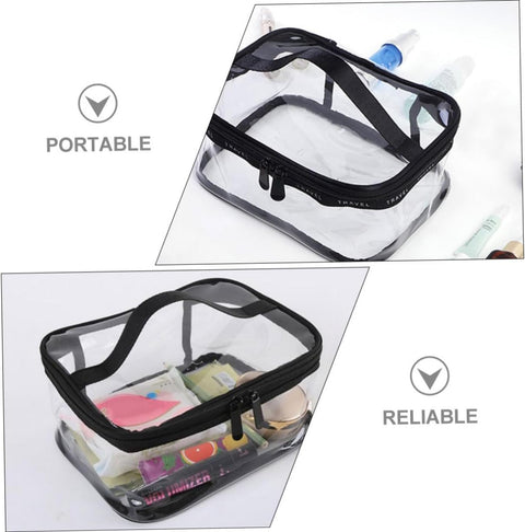 Clear Travel Makeup Bag – Waterproof, Portable, and Stylish Organizer for Cosmetics &amp; Toiletries - Transparent Clear Cosmetic Bag, Portable Toiletry Bag, Zipper Organizer, Transparent Travel Makeup Pouch - Random Color