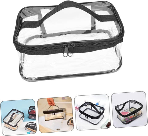Clear Travel Makeup Bag – Waterproof, Portable, and Stylish Organizer for Cosmetics &amp; Toiletries - Transparent Clear Cosmetic Bag, Portable Toiletry Bag, Zipper Organizer, Transparent Travel Makeup Pouch - Random Color