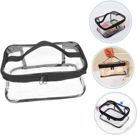 Clear Travel Makeup Bag – Waterproof, Portable, and Stylish Organizer for Cosmetics &amp; Toiletries - Transparent Clear Cosmetic Bag, Portable Toiletry Bag, Zipper Organizer, Transparent Travel Makeup Pouch - Random Color