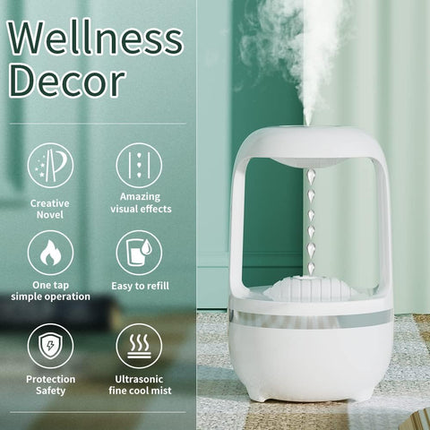 Cool Mist Humidifiers for Bedroom with Cute Water Drops &amp; Light Effects, Small Room Air Diffuser for Baby, Home, Office