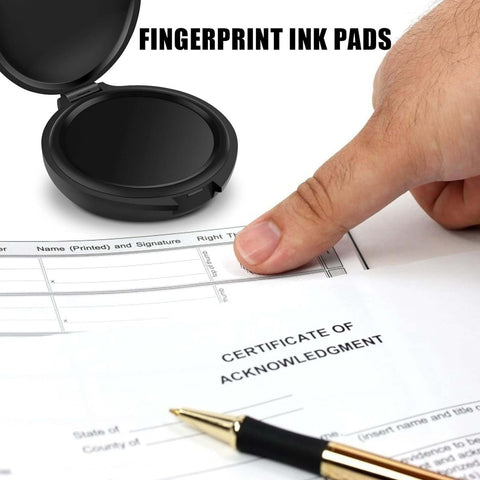 Black Stamp Pad Waterproof Mini Fingerprint Ink Pad Portable Black Thumbprint Ink Pad Identification Security