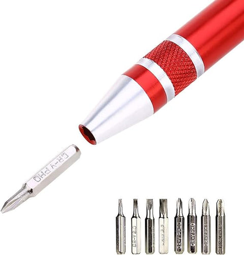 8 in 1 screwdrivers tool pen | Precision Pocket Screwdriver Set Mini Gadgets Repair Tool Mini Pen Screwdriver Set Multi-function Magnetic Screwdriver Kit (Random color) (1 pc)