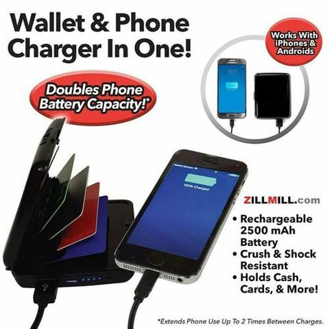 E-Charge Wallet Deluxe Portable Mobile Charger Power Bank And Credit Card Case