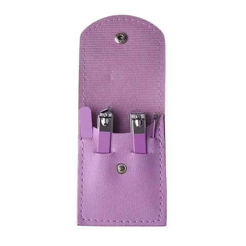 4 in 1 Professional Manicure Set 4-Piece Stainless Steel Nail Care Kit – Nail Clippers, Cuticle Nippers, Nail File &amp; Spoon Pusher – Unscented, No Batteries Needed, Non-Electric Tools for Nail Techs &amp; Home Use - Random Color